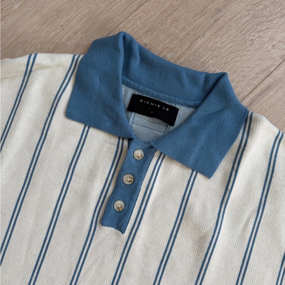Richie Le Collection | Knit Stripe Collar SS Shirt - Picture 5 of 7